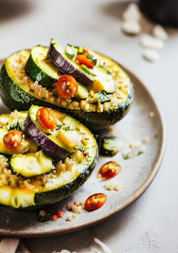 Calabacín Relleno de Quinoa y Verduras en Freidora de Aire