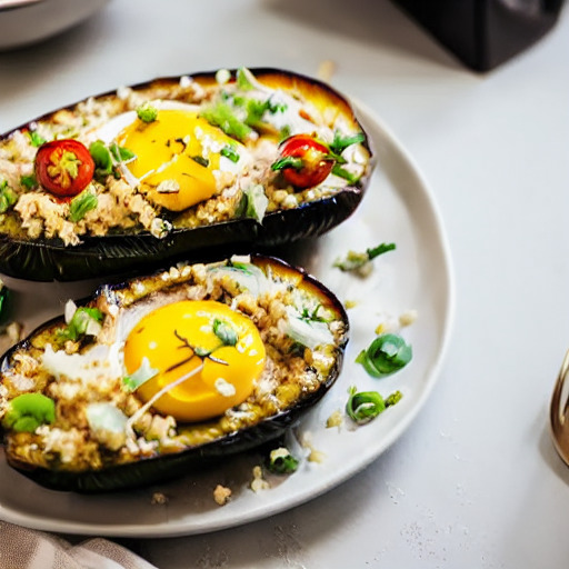 Receta vegana de Berenjenas Rellenas de Quinoa en Airfryer