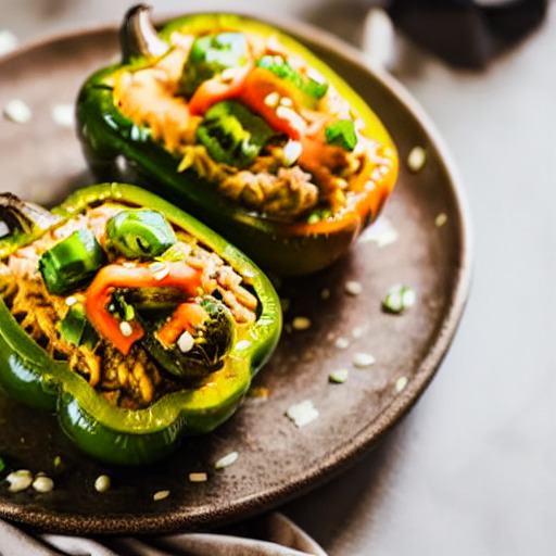 Receta vegana de Pimientos Rellenos de Arroz Integral y Frijoles en Freidora de Aire