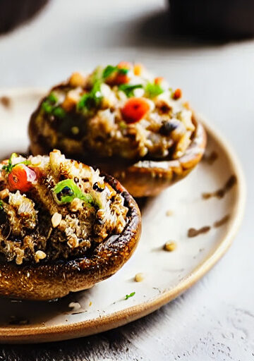 Champiñones Rellenos de Quinoa en Freidora de Aire