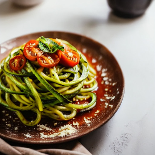 Receta vegana de Fideos de Calabaza con Salsa de Tomate en Airfryer