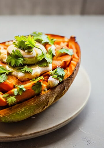 Camote Rostizado con Salsa de Cilantro y Lima en Airfryer