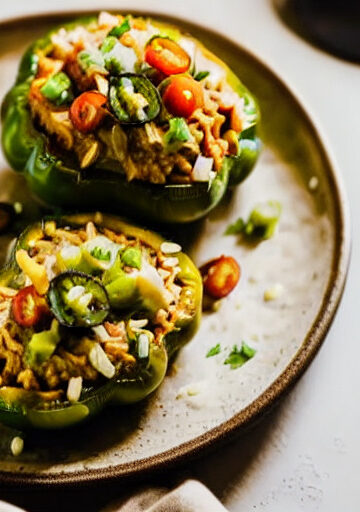 Pimientos Rellenos de Arroz Integral y Frijoles en Airfryer