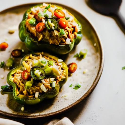 Receta vegana de Pimientos Rellenos de Arroz Integral y Frijoles en Airfryer